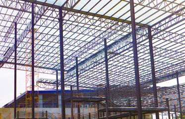 Metal steels and aluminium frame structure for factory and warehouse construction industry