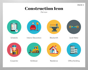 Construction icons flat pack