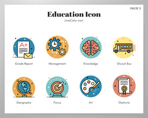 Education icons LineColor pack