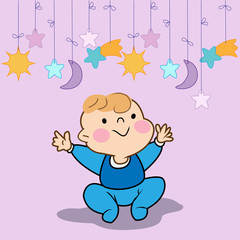 Little child with toys vector illustration
