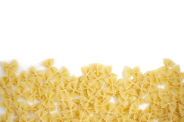 Italian uncooked pasta. Raw farfalle. Healthy food. Italian dishes.