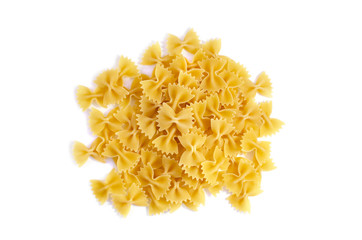 Italian uncooked pasta. Raw farfalle. Healthy food. Italian dishes.