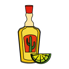 tequila bottle with lemon