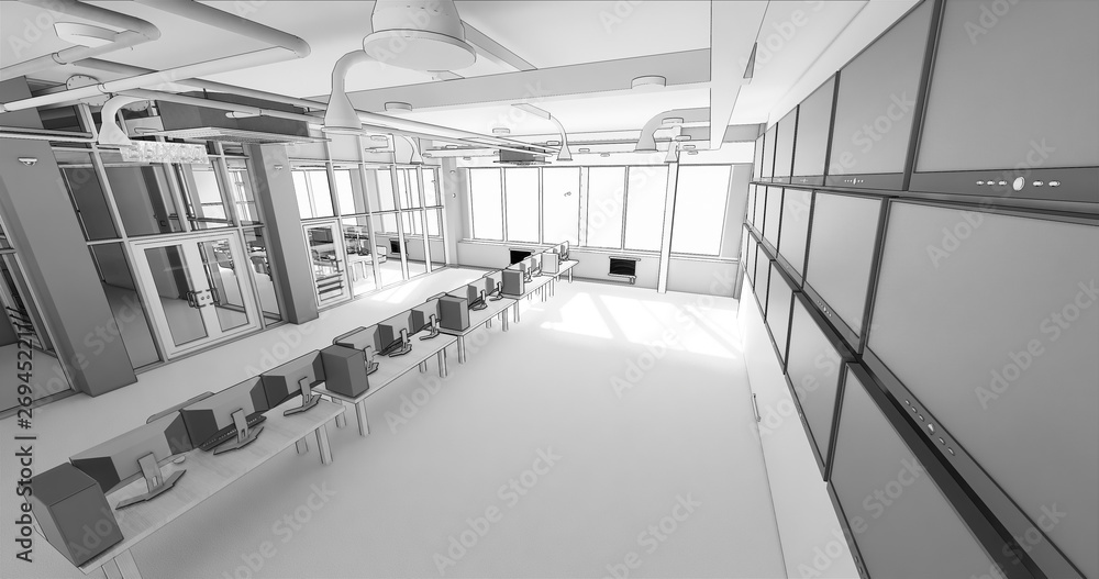 Aufkleber conceptual visualization of workspace of control center