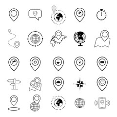 Set of map icons of pin pointer