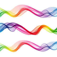 Fototapeta premium Set of colored wavy waves on white background