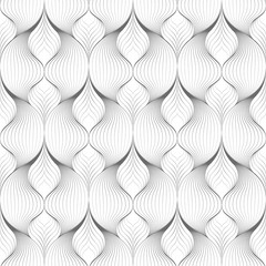 Abstract seamless pattern of wavy lines. Rounded geometric shapes.