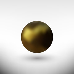  Golden pearl on abstract gray background. Design element