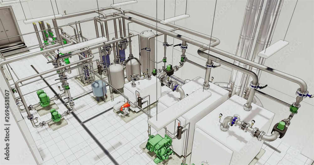 Aufkleber conceptual visualization of drawing style of utilities at bim technology