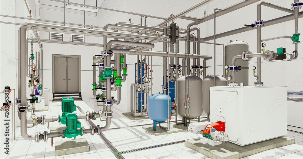 Poster conceptual visualization of driwing style of utilities at bim technology