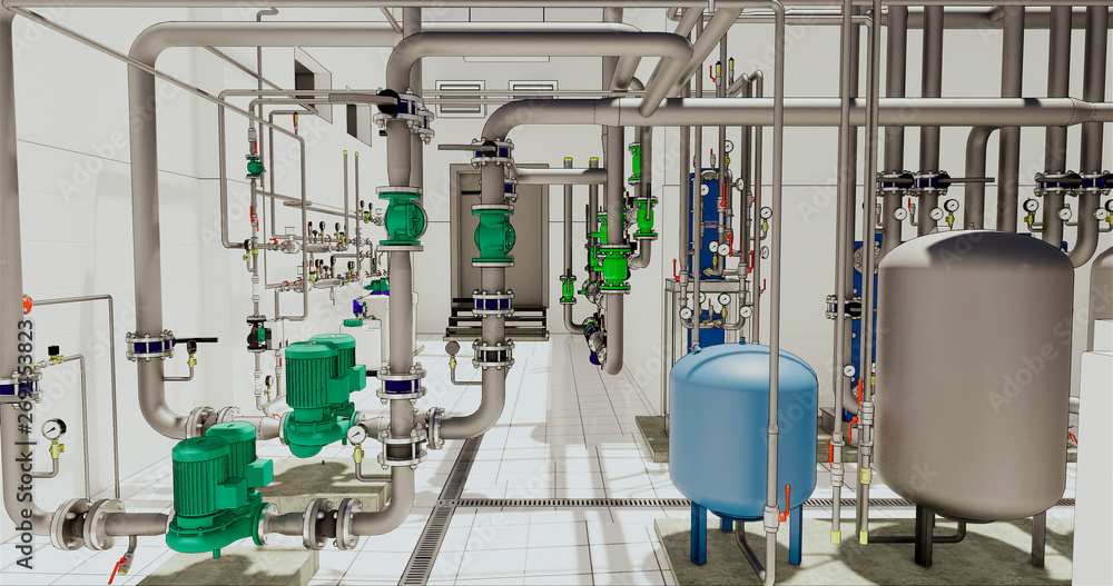Poster conceptual visualization of driwing style of utilities at bim technology