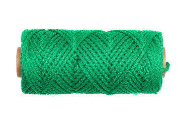 Green rope isolated on a white background.