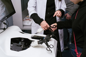 3d medical equipment. Training equipment for operations. a person is trained to do medical...