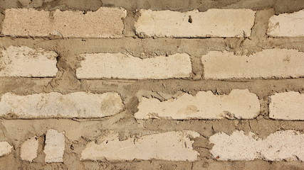 Fragment of white brick wall - horizontal texture for background