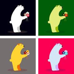 Adorable bear in floral technique. Beautiful card with lovely cute little bear