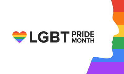 LGBT Pride Month in June. Lesbian Gay Bisexual Transgender. Celebrated annual. LGBT flag. Rainbow love concept. Human rights and tolerance. Poster, card, banner and background. Vector ilustration