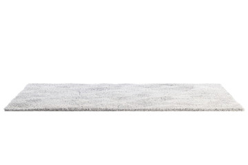 Modern light gray rug with high pile. 3d render