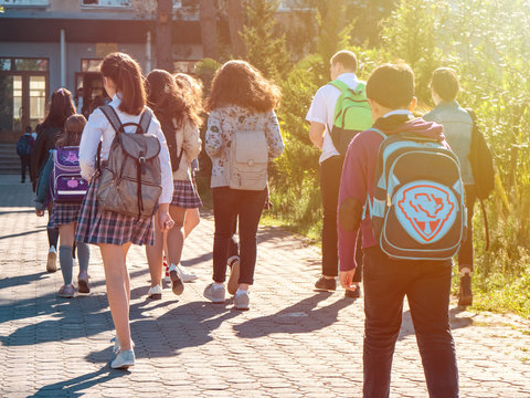 Group Of Kids Going To School Together, Back To School