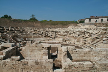  Ancient amphitheater in the archeological area of Larissa, Thessaly region, Greece
