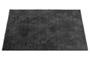 Modern black rug with high pile. 3d render