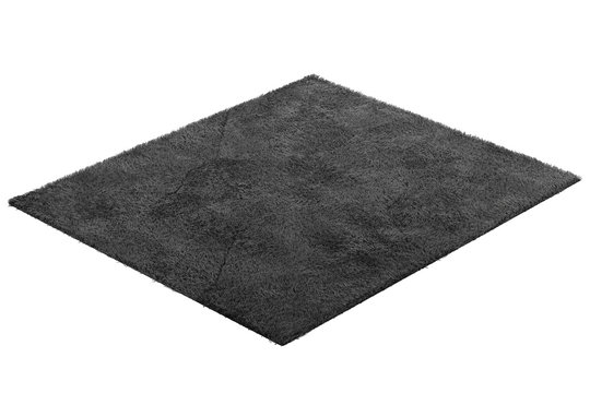 Modern Black Rug With High Pile. 3d Render