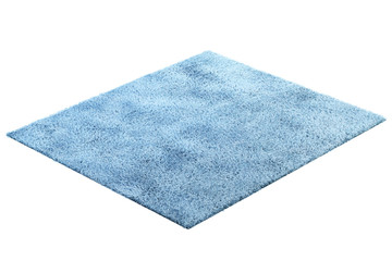 Modern light blue rug with high pile. 3d render