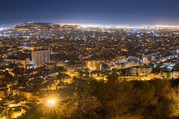 Barcelona, one of the most famous destinations seen at night, Spain, Europe