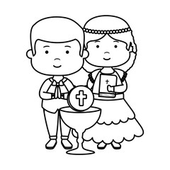 little kids with chalice and bible first communion