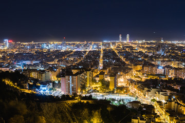 Fototapeta na wymiar Barcelona, one of the most famous destinations seen at night, Spain, Europe