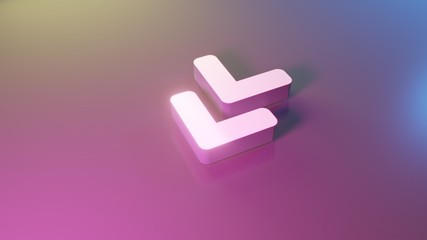 3d symbol of angle double down icon render