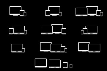 Responsive digital devices icons set
