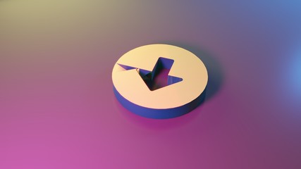 3d symbol of down arrow in circle icon render