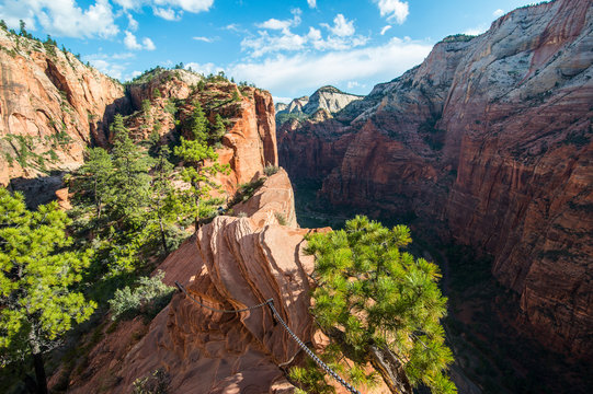 View of Zion National Park against cloudy sky