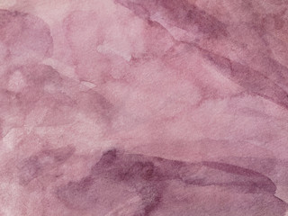 Pastel red lilac background. Watercolor strokes on drawing paper.