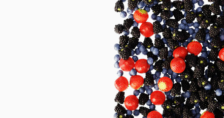 Fruits of the forest background, ultra realistic 3d rendering