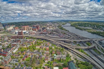 Aerial View of the City Albany, Capitol of the State of New York