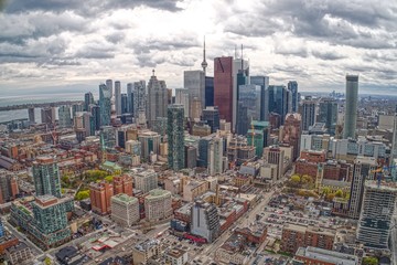 Aerial View of Toronto Skyline from Tour Plane in Early Summer
