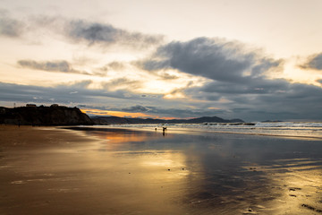 the beach of Atxabiribil, in Sopelana, Vizcaya at nightfall