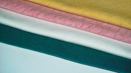 Pile of different color jersey cotton textile samples