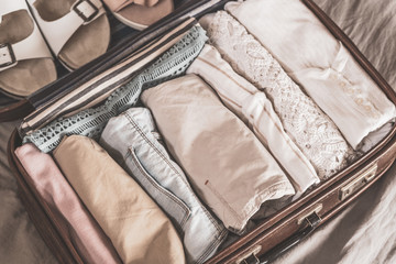 Travel suitcase prepareing concept