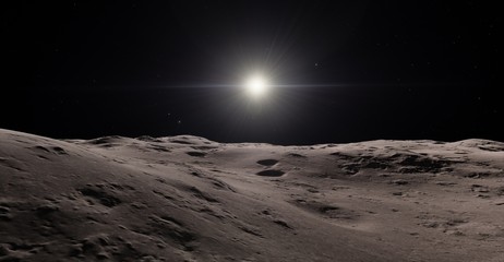 Moon surface / Realistic moon / The Moon is an astronomical body that orbits planet Earth, being Earth's only permanent natural satellite. Elements of this image furnished by NASA © Infinity Nostalgia