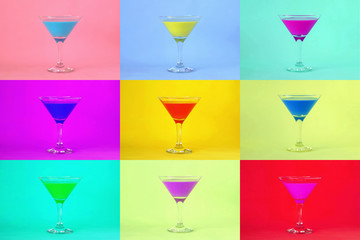 Multicolored cocktails. Сocktail party background