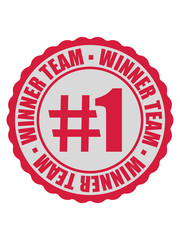 winner team stempel kreis rund erster #1 freunde rote balken logo cool gewinner stars sieger sport crew niemals aufgeben spaß beste champions anführer meister erster design