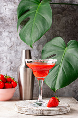Strawberry Margarita cocktail in glass