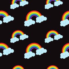 Seamless black background rainbow pattern vector