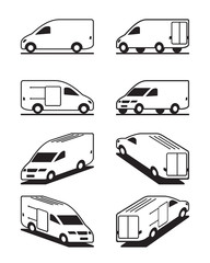 Van in different perspective - vector illustration