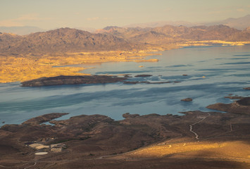 desert lake and mountains