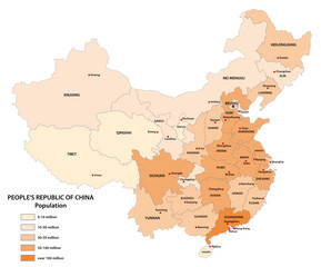 vector population map of the People s Republic of China