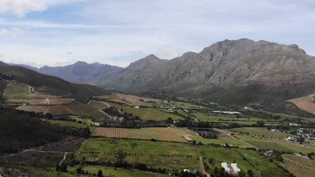Aerial footage of vineyards in Stellenbosch South Africa