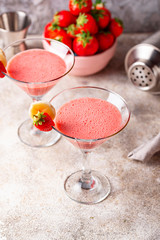 Sweet summer strawberry alcoholic cocktail